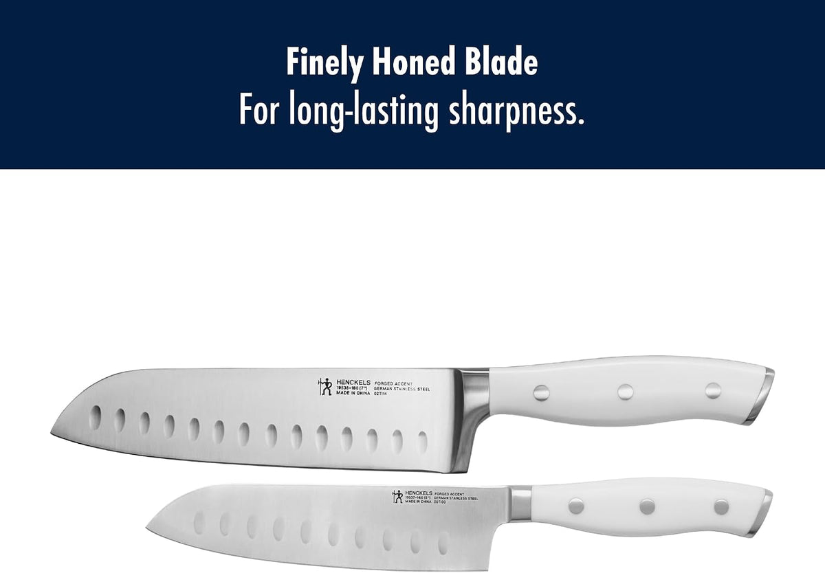 Forged Accent Razor-Sharp 2-pc Knife Set, Santoku Knife 5 Inch, Santoku Knife 7 Inch, German Engineered Informed by 100+ Years of Mastery,Black