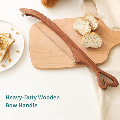 Sourdough Bread Knife for Homemade Bread Slicing, Sourdough Bread Cutter Slicer, Wooden Bread Bow Knife for Sourdough, Bread Saw (Loving heart)