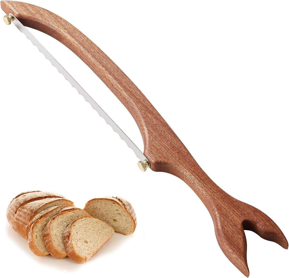 Sourdough Bread Knife for Homemade Bread Slicing, Sourdough Bread Cutter Slicer, Wooden Bread Bow Knife for Sourdough, Bread Saw (Loving heart)