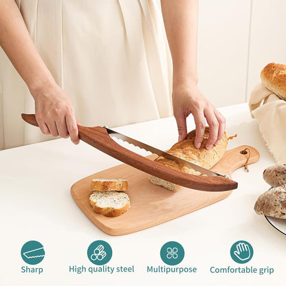 Sourdough Bread Knife for Homemade Bread Slicing, Sourdough Bread Cutter Slicer, Wooden Bread Bow Knife for Sourdough, Bread Saw (Loving heart)
