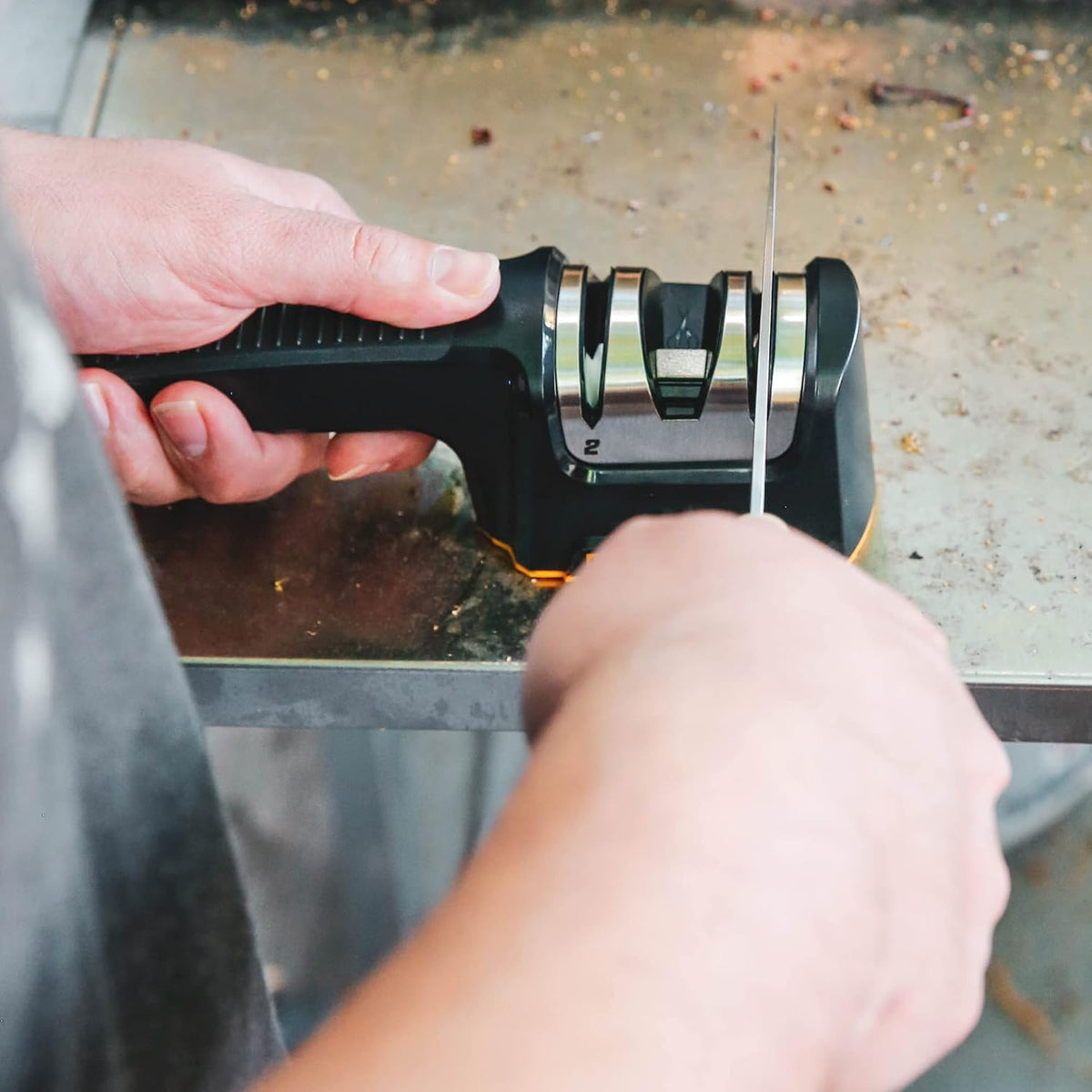 Rolling Knife Sharpener- 4 Sharpening Angles - For All Kitchen Knife Sets