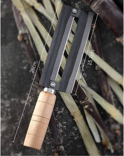 Sugarcane Peeler Knife,Peeler Knife Carbon Steel Sugar Cane Peeling Cutter with Non Slip Wooden Handle, 10.23in Artifact Planing Knife for Sugar CanePeeling (As Shown)
