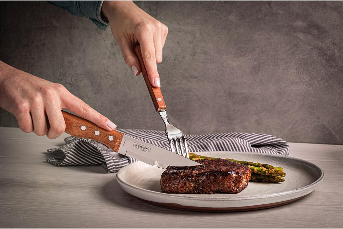 5” Jumbo Steak Knives Set of 4, Sharp Knife with Wooden Handle, ‎Camping, Kitchen, Rustic, 22399079