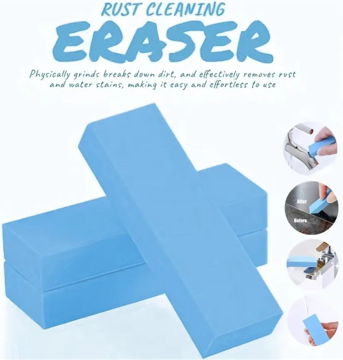 Rust Eraser 6 Pcs Limescale & Rust Remover Eraser for Kitchen Faucet and Toilet