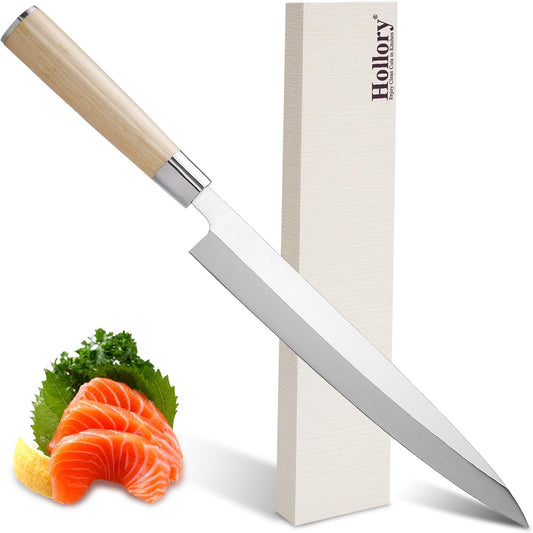 Sashimi Sushi Knife – 9.5 inch Japanese Yanagiba Slicing knife, Super Sharp Professional High Carbon Stainless Steel Single Bevel Fish Knife with Pakkawood Handle