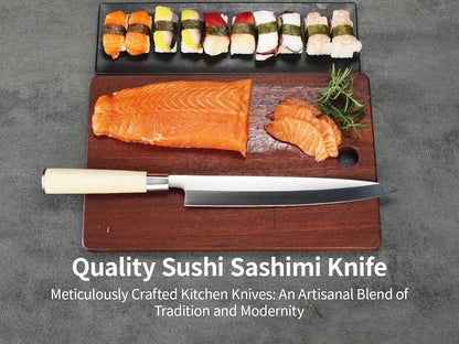 Sashimi Sushi Knife – 9.5 inch Japanese Yanagiba Slicing knife, Super Sharp Professional High Carbon Stainless Steel Single Bevel Fish Knife with Pakkawood Handle