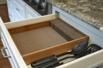 Deluxe Knife Drawer Organizer – Large Bamboo In-Drawer Knife Block – Space-Saving Kitchen Knife Storage Insert for Safe, Easy Access and Organization