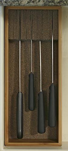 Deluxe Knife Drawer Organizer – Large Bamboo In-Drawer Knife Block – Space-Saving Kitchen Knife Storage Insert for Safe, Easy Access and Organization