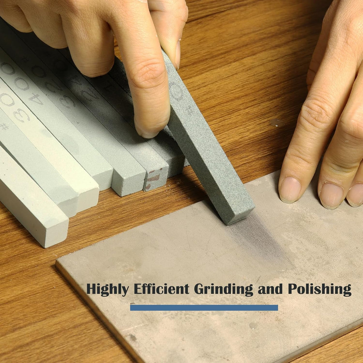 8 pcs Rectangular Shaped Sharpening Stone Sticks Set, 5.92inch Green Silicon Carbide Stones, Grit Sizes 80#-3000# for Models, Metal, & Knife Cutting Tools