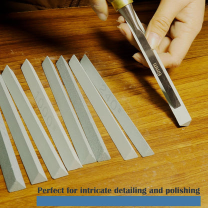 8 pcs Rectangular Shaped Sharpening Stone Sticks Set, 5.92inch Green Silicon Carbide Stones, Grit Sizes 80#-3000# for Models, Metal, & Knife Cutting Tools