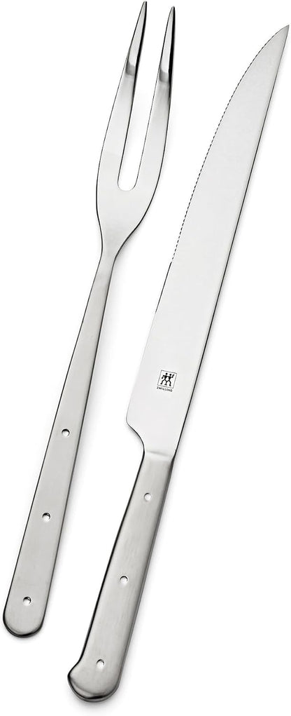 Porterhouse 2pc Stainless Steel Carving Knife Set with Fork in Red Presentation Box, Gift Set