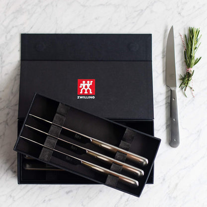 Porterhouse 2pc Stainless Steel Carving Knife Set with Fork in Red Presentation Box, Gift Set