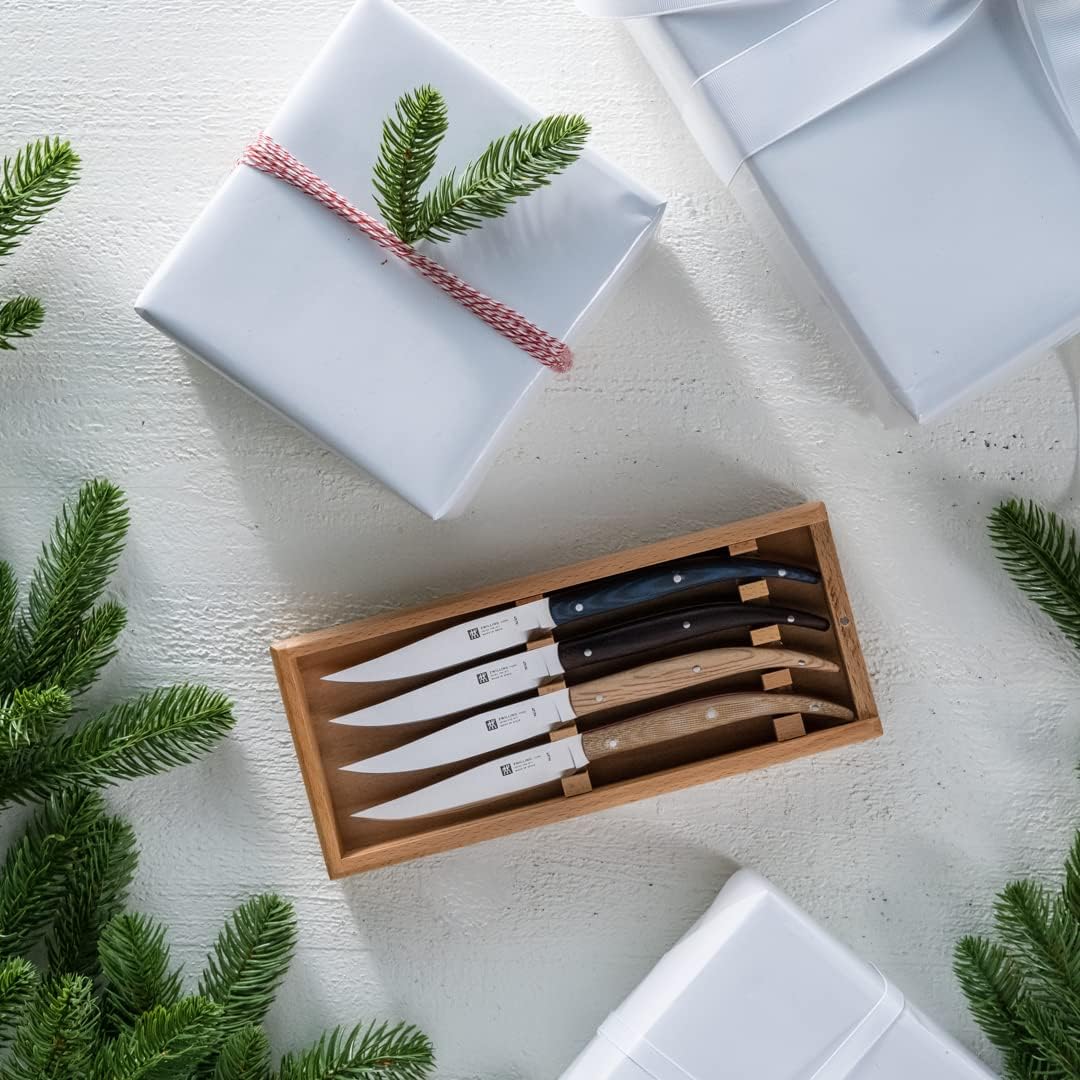 Porterhouse 2pc Stainless Steel Carving Knife Set with Fork in Red Presentation Box, Gift Set