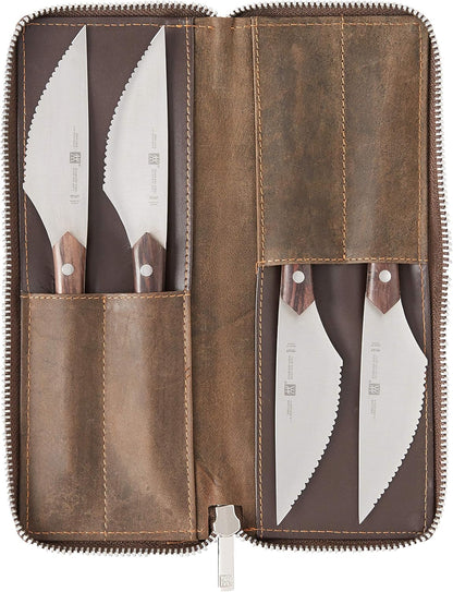Porterhouse 2pc Stainless Steel Carving Knife Set with Fork in Red Presentation Box, Gift Set