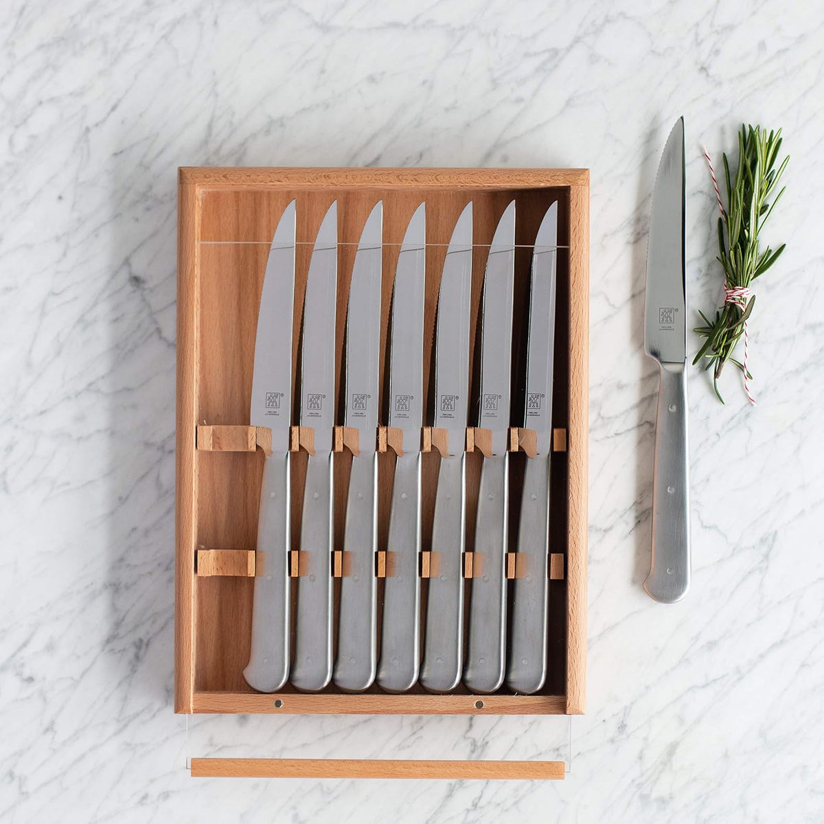 Porterhouse 2pc Stainless Steel Carving Knife Set with Fork in Red Presentation Box, Gift Set