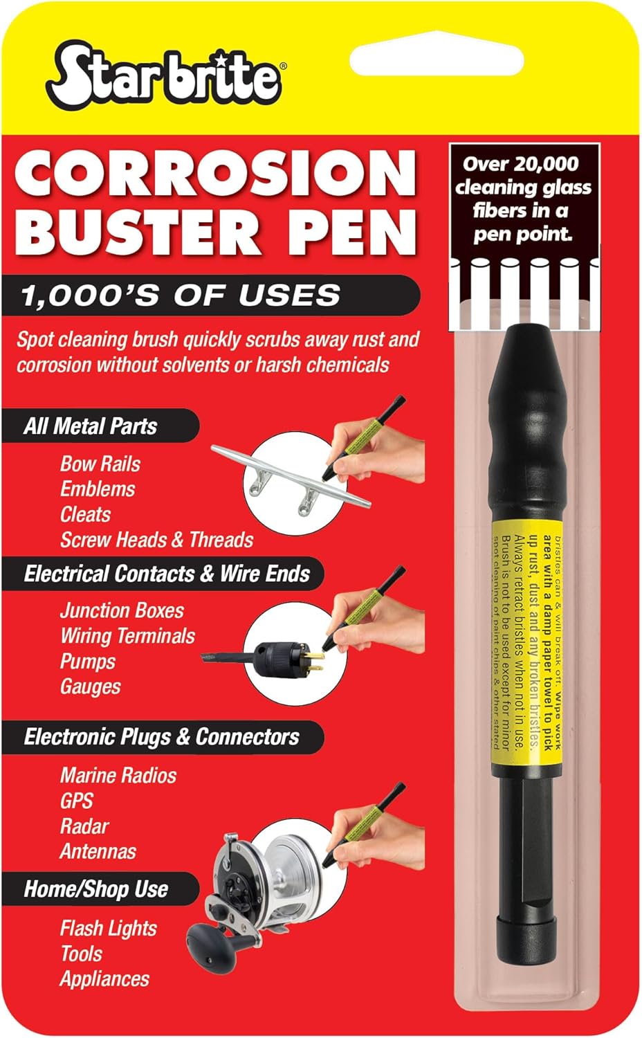 Corrosion Buster Pen - Precision Rust and Corrosion Removal Tool for Electrical Connections, Marine Gear, Fishing Equipment and More - Easy Grip, Adjustable Fiber Length