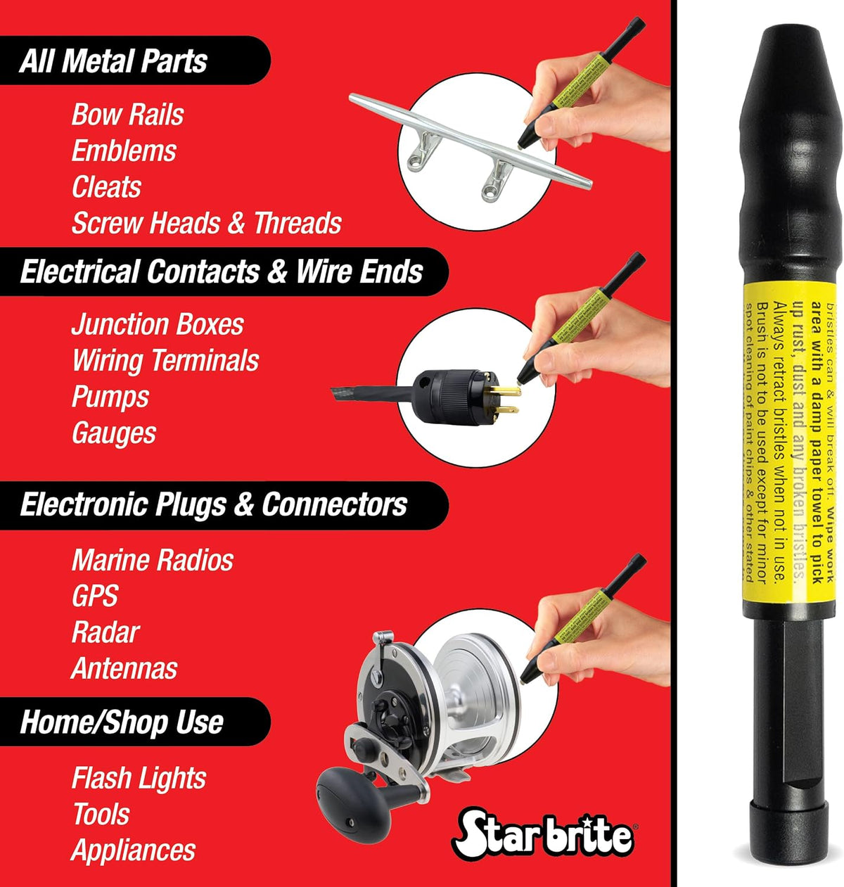 Corrosion Buster Pen - Precision Rust and Corrosion Removal Tool for Electrical Connections, Marine Gear, Fishing Equipment and More - Easy Grip, Adjustable Fiber Length