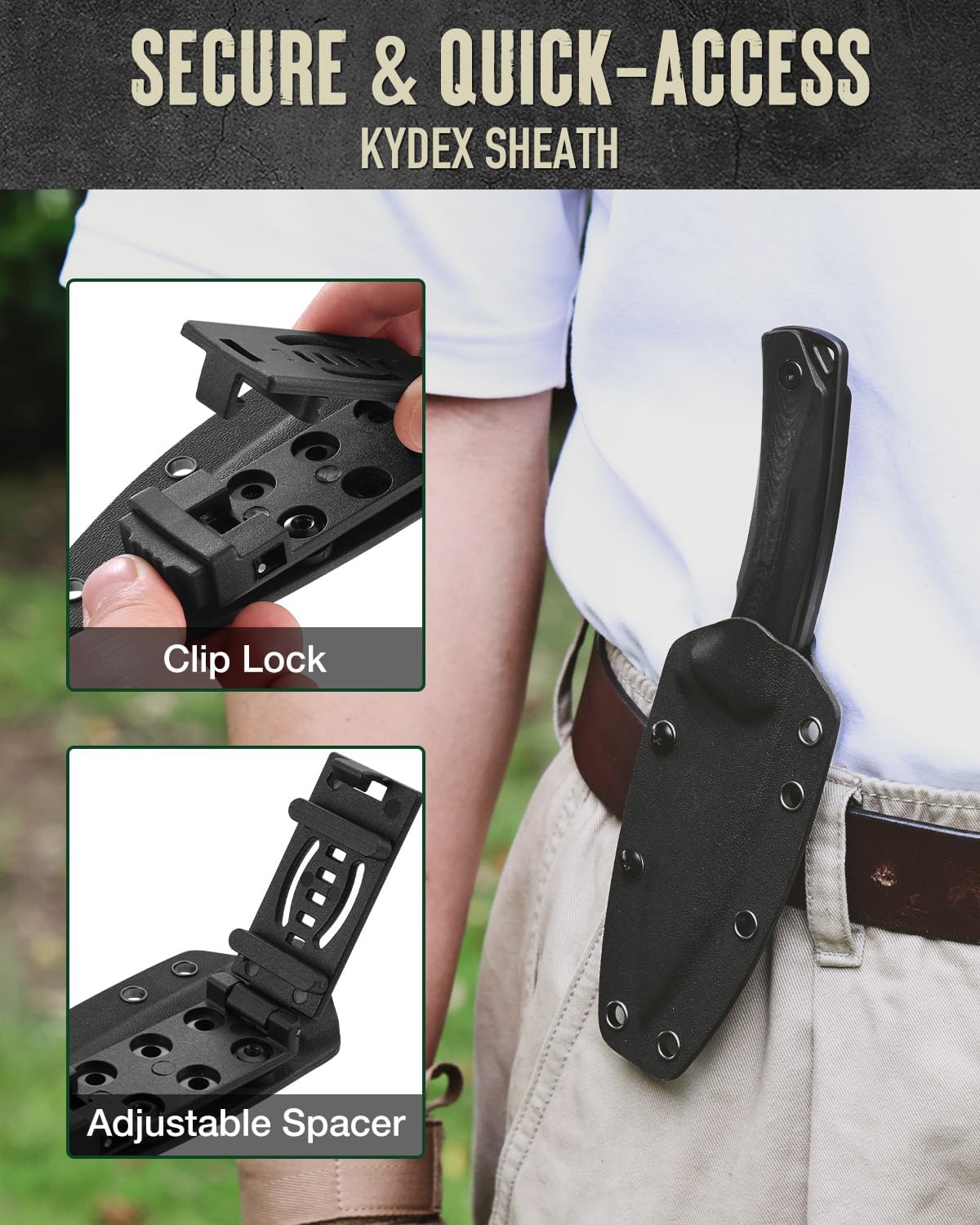 Mossy Oak 8 Inch Fixed Blade Knife with Kydex Sheath