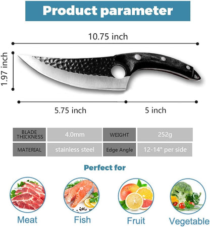 Huusk Japanese Meat Cleaver Knife, High Carbon Steel with Sheath | Hand Forged Japanese Style Blade, Multipurpose for Kitchen Camping BBQ, Holiday Gift for Thanksgiving & Christmas