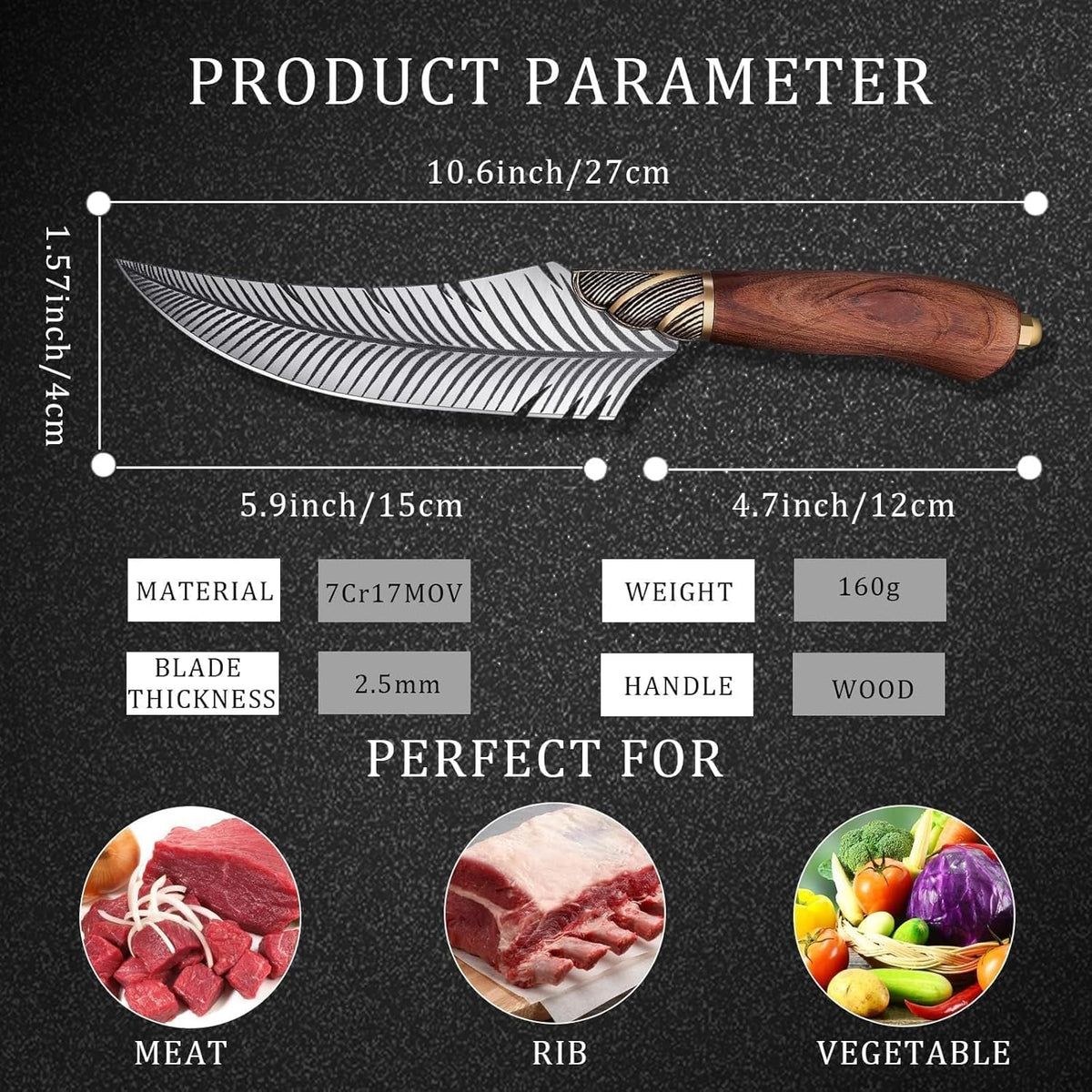 Huusk Japanese Meat Cleaver Knife, High Carbon Steel with Sheath | Hand Forged Japanese Style Blade, Multipurpose for Kitchen Camping BBQ, Holiday Gift for Thanksgiving & Christmas
