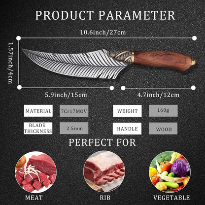 Huusk Japanese Meat Cleaver Knife, High Carbon Steel with Sheath | Hand Forged Japanese Style Blade, Multipurpose for Kitchen Camping BBQ, Holiday Gift for Thanksgiving & Christmas