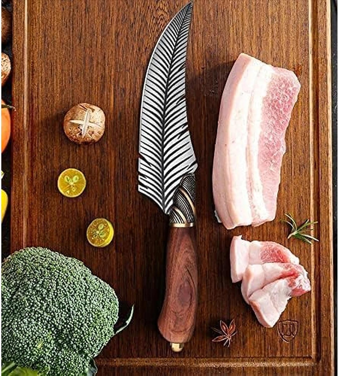 Huusk Japanese Meat Cleaver Knife, High Carbon Steel with Sheath | Hand Forged Japanese Style Blade, Multipurpose for Kitchen Camping BBQ, Holiday Gift for Thanksgiving & Christmas