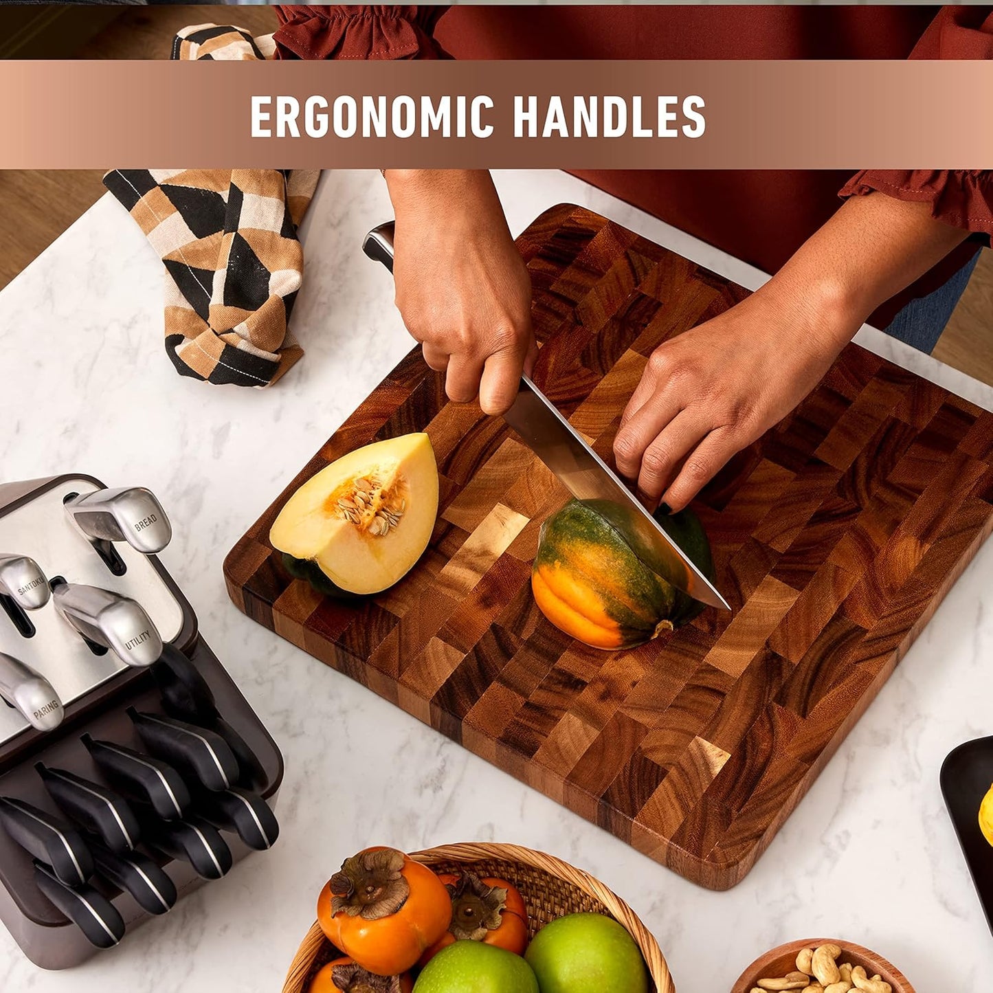 ® Premier™ SharpIN Knife Set with Sharpening Knife Block, 15 Piece, Carbon Steel
