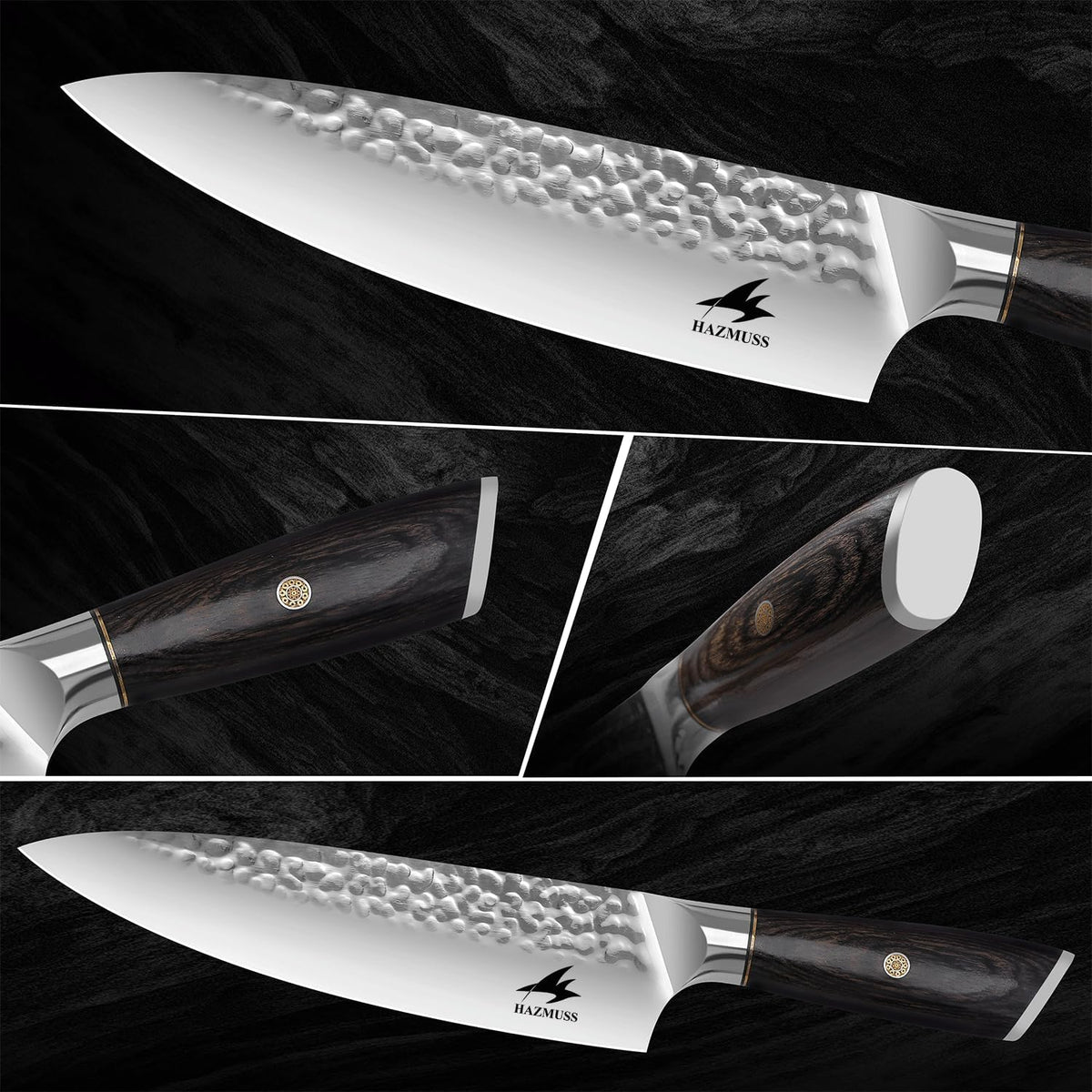 6.4 Inch Japanese Hammered Nakiri Knife, High Carbon Stainless Steel Kitchen Japanese Chef knive, Comfortable Grip Pakkawood Handle for Home and Kitchen