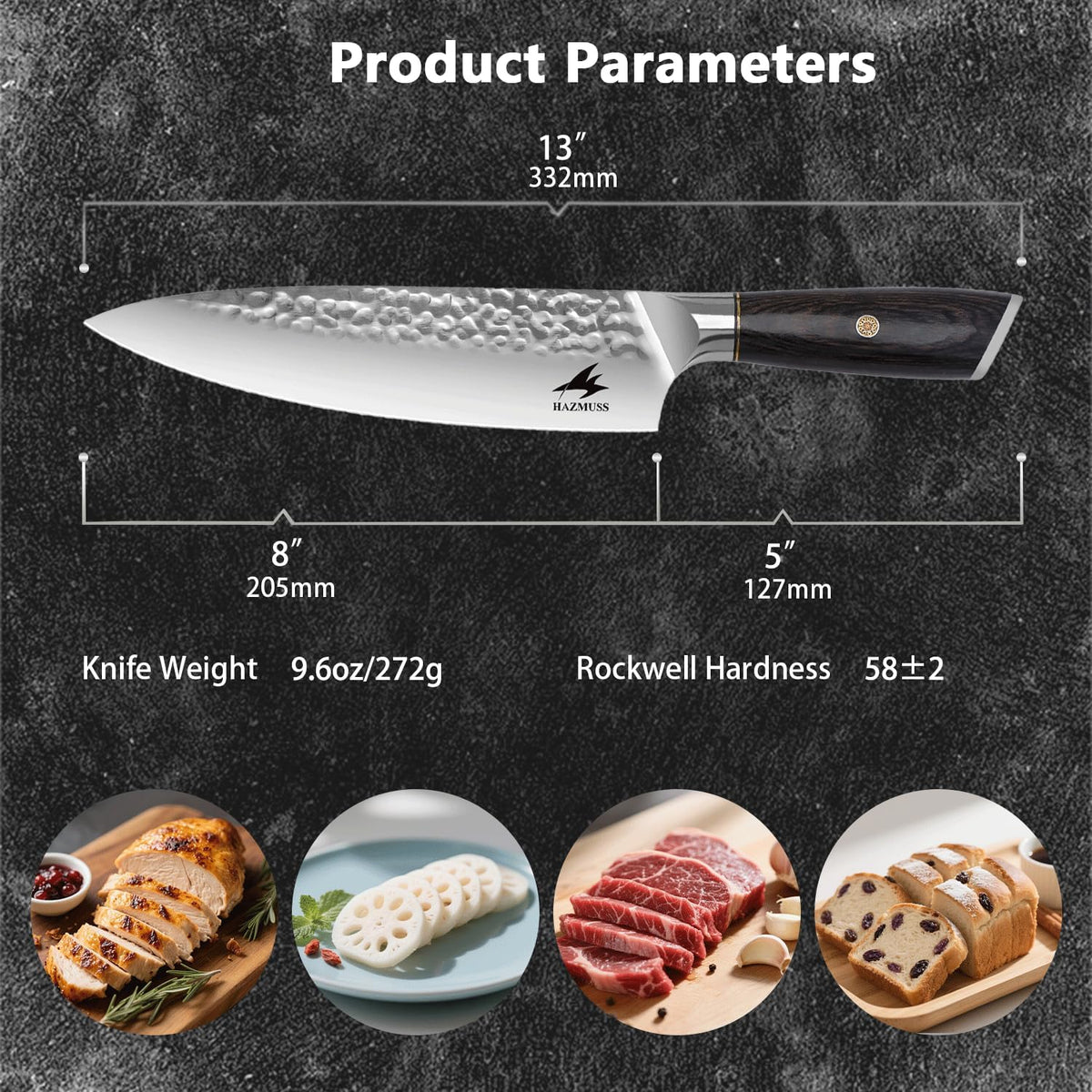 6.4 Inch Japanese Hammered Nakiri Knife, High Carbon Stainless Steel Kitchen Japanese Chef knive, Comfortable Grip Pakkawood Handle for Home and Kitchen