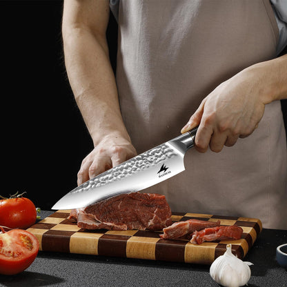6.4 Inch Japanese Hammered Nakiri Knife, High Carbon Stainless Steel Kitchen Japanese Chef knive, Comfortable Grip Pakkawood Handle for Home and Kitchen