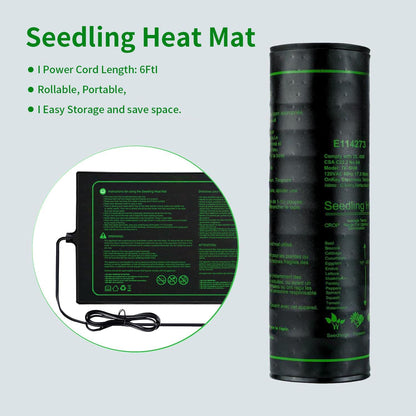 Upgrade 20" x 10" Durable Waterproof Seedling Heat Mat with ETL Certified, Warm Hydroponic Heating Pad for Germination,Indoor Plant Gardening and Cutting, Brewing and Seed Starting Greenhouse