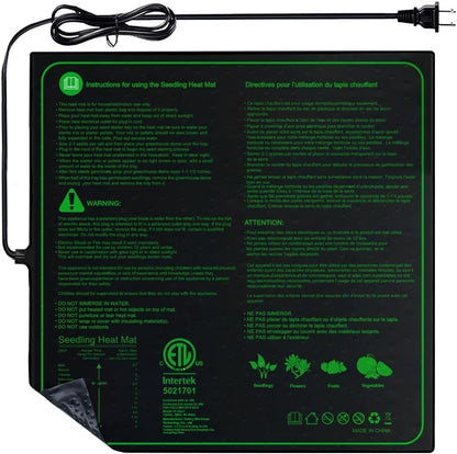 Upgrade 20" x 10" Durable Waterproof Seedling Heat Mat with ETL Certified, Warm Hydroponic Heating Pad for Germination,Indoor Plant Gardening and Cutting, Brewing and Seed Starting Greenhouse
