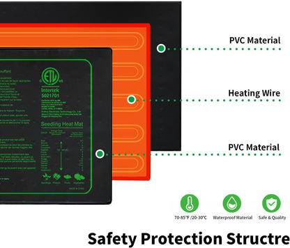 Upgrade 20" x 10" Durable Waterproof Seedling Heat Mat with ETL Certified, Warm Hydroponic Heating Pad for Germination,Indoor Plant Gardening and Cutting, Brewing and Seed Starting Greenhouse