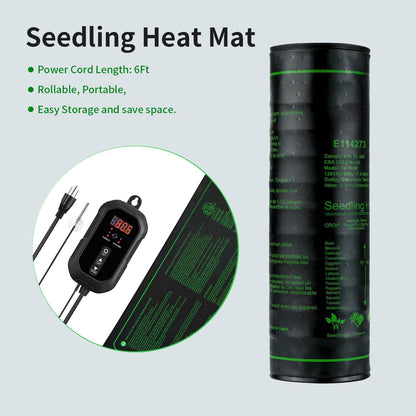 Upgrade 20" x 10" Durable Waterproof Seedling Heat Mat with ETL Certified, Warm Hydroponic Heating Pad for Germination,Indoor Plant Gardening and Cutting, Brewing and Seed Starting Greenhouse
