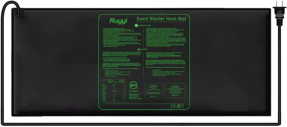 Upgrade 20" x 10" Durable Waterproof Seedling Heat Mat with ETL Certified, Warm Hydroponic Heating Pad for Germination,Indoor Plant Gardening and Cutting, Brewing and Seed Starting Greenhouse
