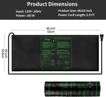 Upgrade 20" x 10" Durable Waterproof Seedling Heat Mat with ETL Certified, Warm Hydroponic Heating Pad for Germination,Indoor Plant Gardening and Cutting, Brewing and Seed Starting Greenhouse