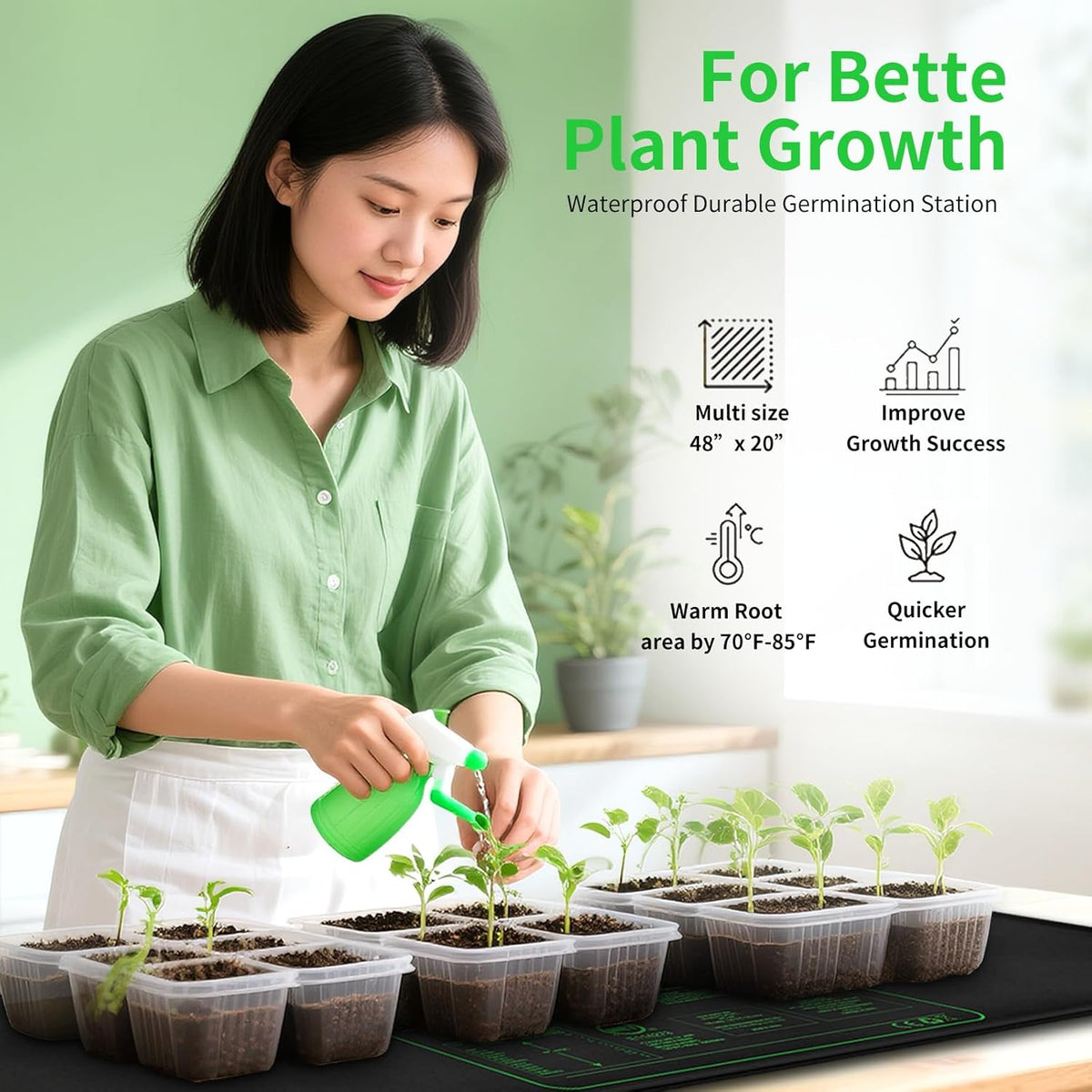 Upgrade 20" x 10" Durable Waterproof Seedling Heat Mat with ETL Certified, Warm Hydroponic Heating Pad for Germination,Indoor Plant Gardening and Cutting, Brewing and Seed Starting Greenhouse