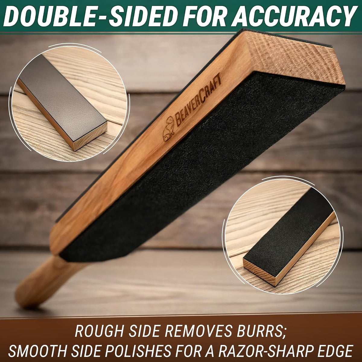 Leather Strop for Knife Sharpening - Double-Sided Knife Strop & Stropping Compound Kit - Honing Strop Block 14" for Woodcarving Tools, Chisel Knife Sharpening Kit Leather Sharpener LS6P1