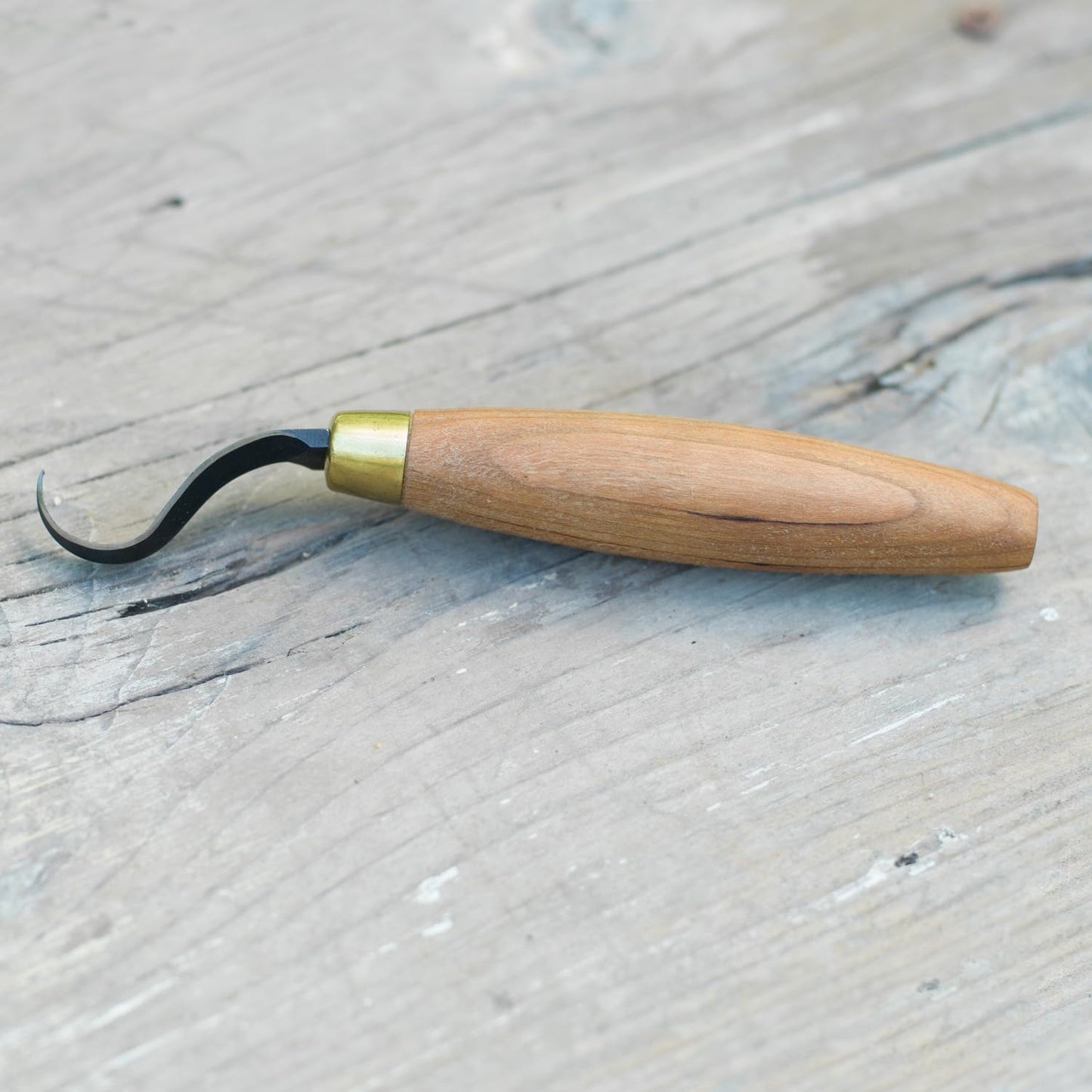 Wood Carving Knife | Single Bevel Sloyd Hook Knife | Wood Carving Tools for Spoons & Hollowing Bowls | 1095 High Carbon Steel Blades | Ergonomic Cherry Hardwood Handle | KN52 | Made in the U.S