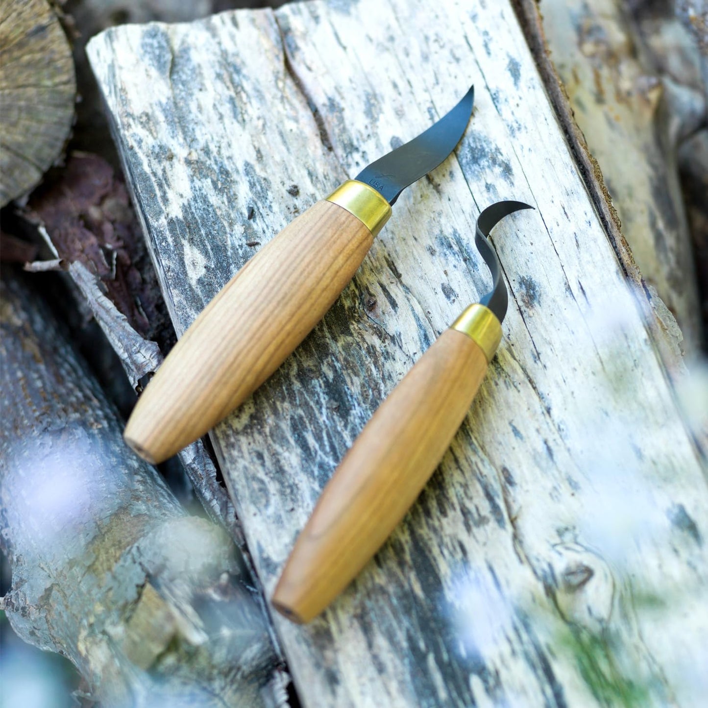Wood Carving Knife | Single Bevel Sloyd Hook Knife | Wood Carving Tools for Spoons & Hollowing Bowls | 1095 High Carbon Steel Blades | Ergonomic Cherry Hardwood Handle | KN52 | Made in the U.S