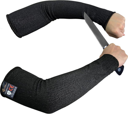 Protective Arm Sleeves Arm Protectors for Thin Skin and Bruising | Black,Large,No Thumb Hole,EN388 Level 5 Cut Resistant Safety Work Sleeves for Gardening,Farming,Sun Protection