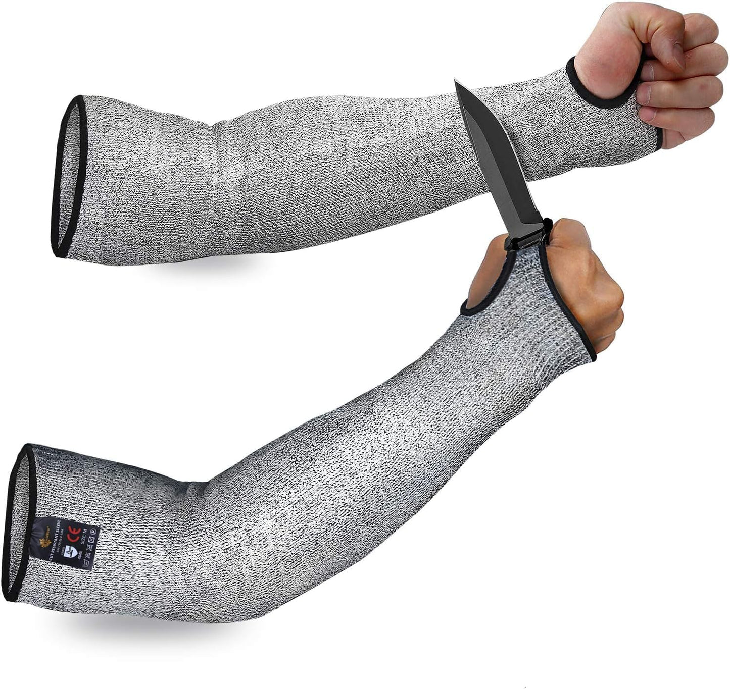 Protective Arm Sleeves Arm Protectors for Thin Skin and Bruising | Black,Large,No Thumb Hole,EN388 Level 5 Cut Resistant Safety Work Sleeves for Gardening,Farming,Sun Protection