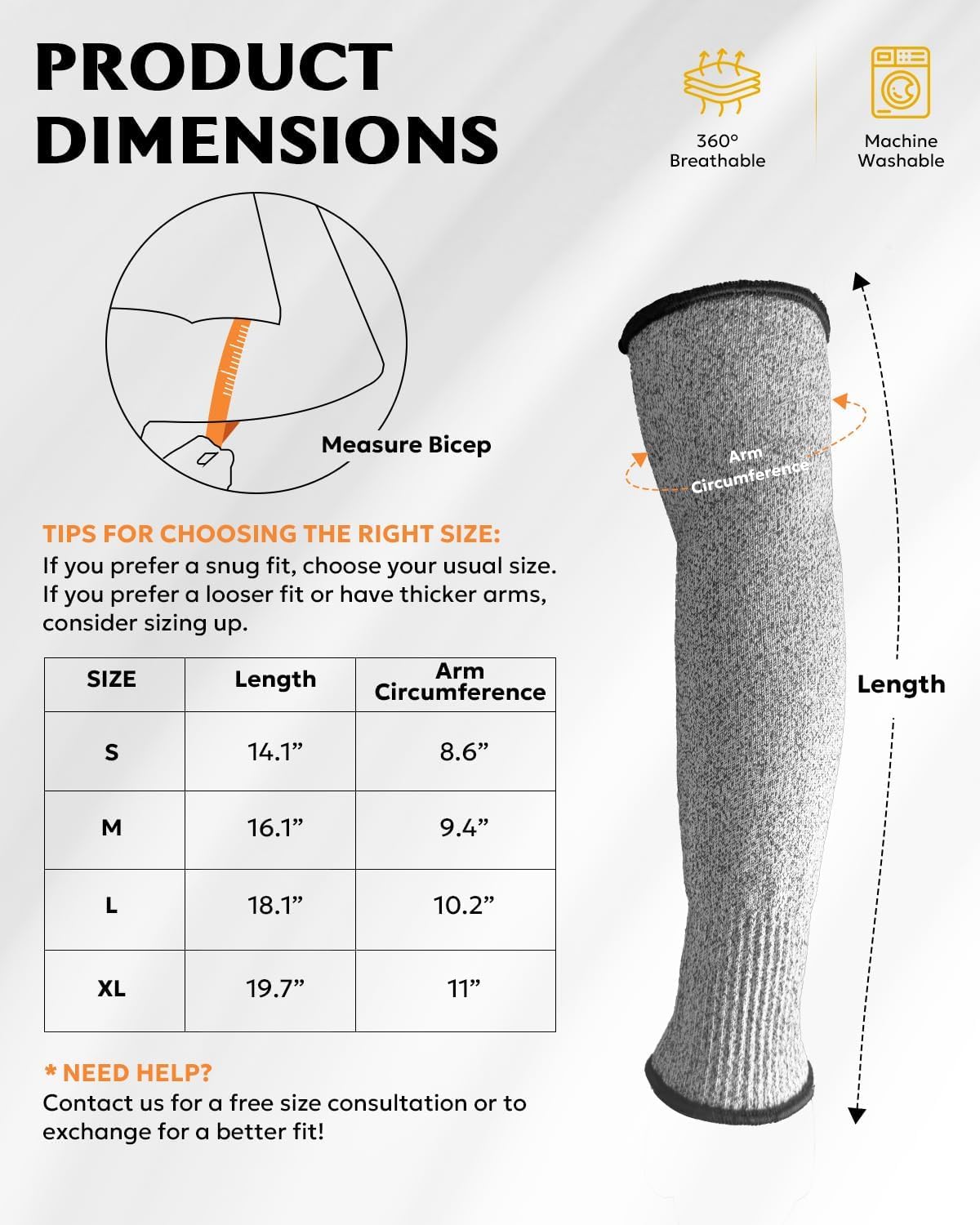 Protective Arm Sleeves Arm Protectors for Thin Skin and Bruising | Black,Large,No Thumb Hole,EN388 Level 5 Cut Resistant Safety Work Sleeves for Gardening,Farming,Sun Protection