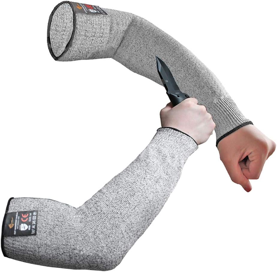 Protective Arm Sleeves Arm Protectors for Thin Skin and Bruising | Black,Large,No Thumb Hole,EN388 Level 5 Cut Resistant Safety Work Sleeves for Gardening,Farming,Sun Protection