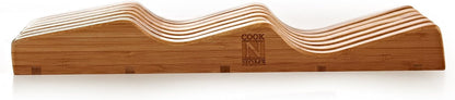 Basics Durable Wood Cutlery Holder, Knife Storage Block Organizer, Made of Rubber Wood, Polished Surface, Suitable for Drawers, 9-Slot