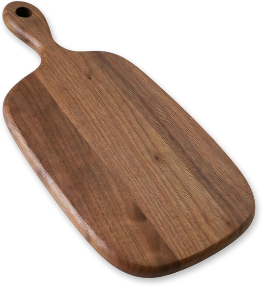Small Cutting Board with Handle, Walnut Wooden Chopping Boards for Bread, Vegetables & Fruits, Dinner Cheese Board with Hole(15.2x7.3 Inches)