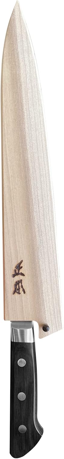 Sujihiki Slicing Knife Sheath 9.5" (240mm) for VG and AT Series, Japanese Slicer Knife Saya with Pin, Wooden Kitchen Knife Protect Cover, Japanese Natural Magnolia Wood, Made in JAPAN