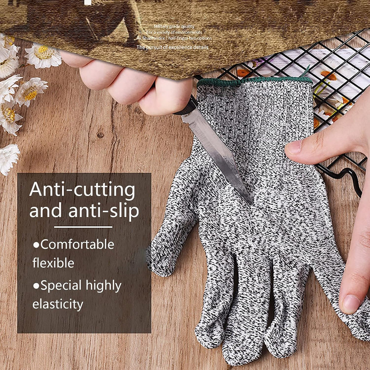 Oyster Shucker Knife with Wooden Non-slip Handle Clam Opener Oyster Knife Not Easy To Break and Bend with 5-leve Protection Food Grade Oyster Shucking Knife and Gloves (M),Oyster Shucking Kit