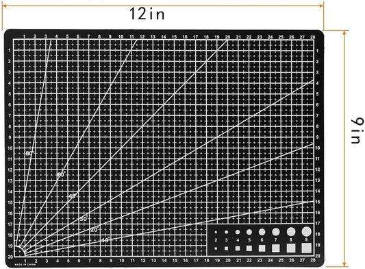 Self Healing Sewing Mat, Rotary Cutting Mat Double Sided 5-Ply Craft Cutting Board for Sewing Crafts Hobby Fabric Precision Scrapbooking Project 9inch x 12inch (A4-Black)