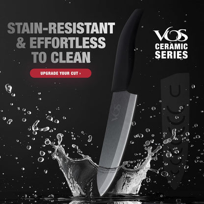 ceramic knives set for kitchen in gift box, set of 2 ceramic knife with cover, 5.5" santoku & 4.5" utility for home cooks, Ultra Sharp, lightweight, rust-free, dishwasher safe (Off-white handle)